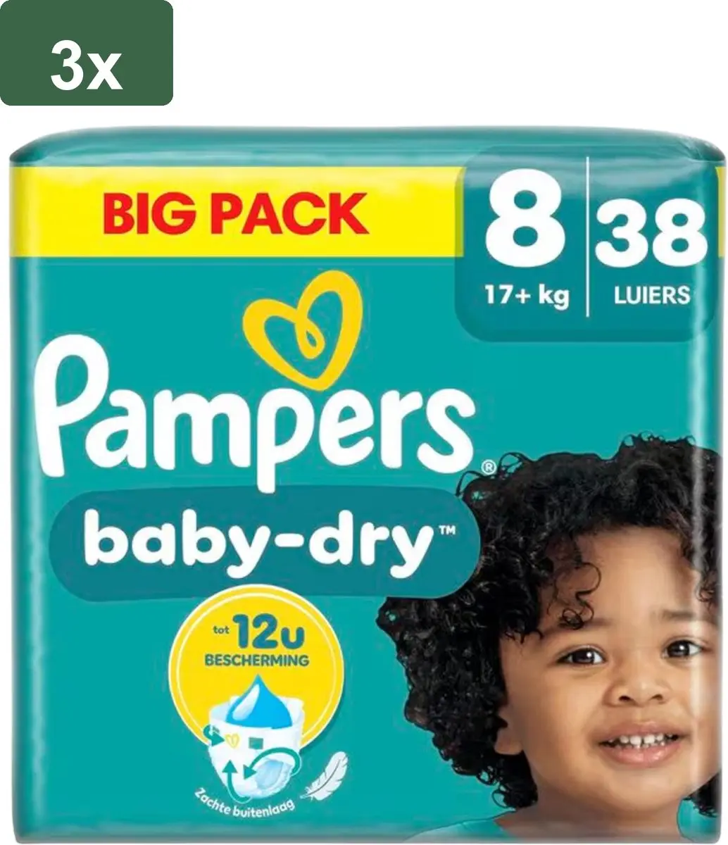 Pampers Baby-Dry Maat 8 Luiers - 114 Stuks
