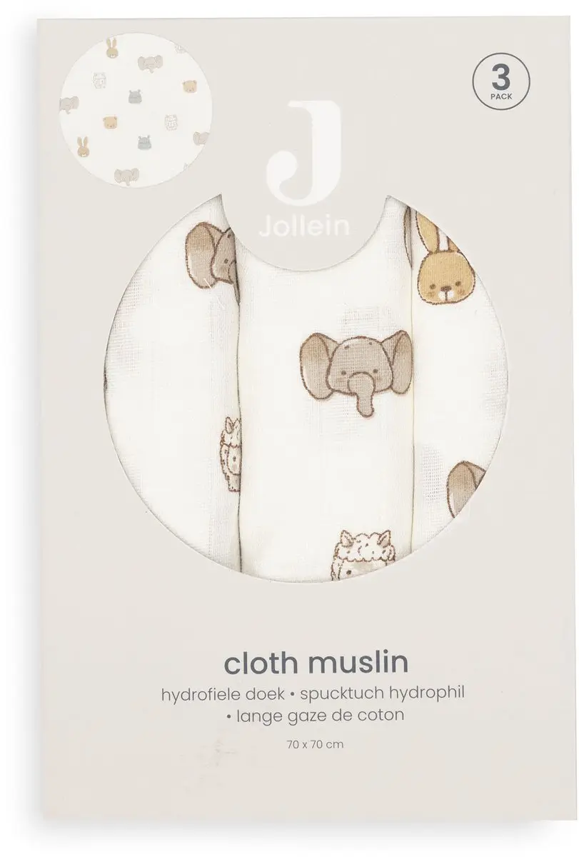 Jollein Hydrofiele Doek Small 70x70cm - 3 Stuks