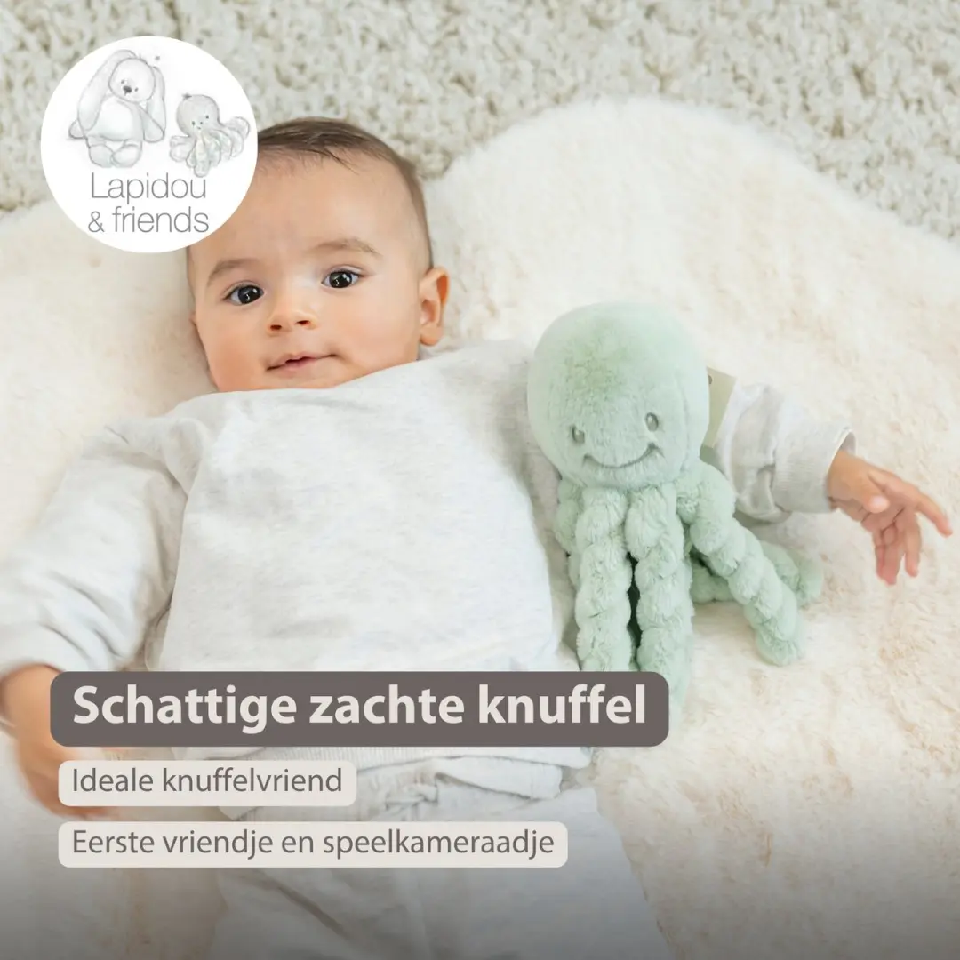 Nattou Lapidou Doudou Octopus 22cm - Lindegroen