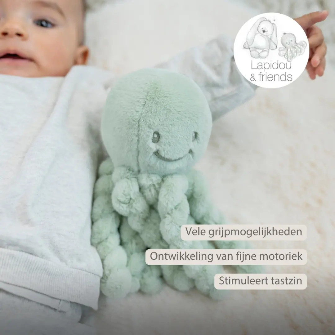 Nattou Lapidou Doudou Octopus 22cm - Lindegroen