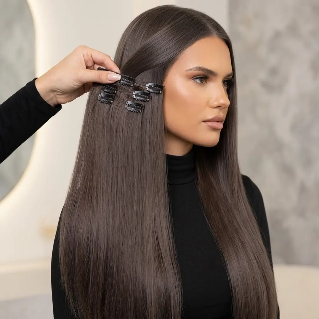 NUVEX Haar Extensions Clip Chocoladebruin 6PS-4