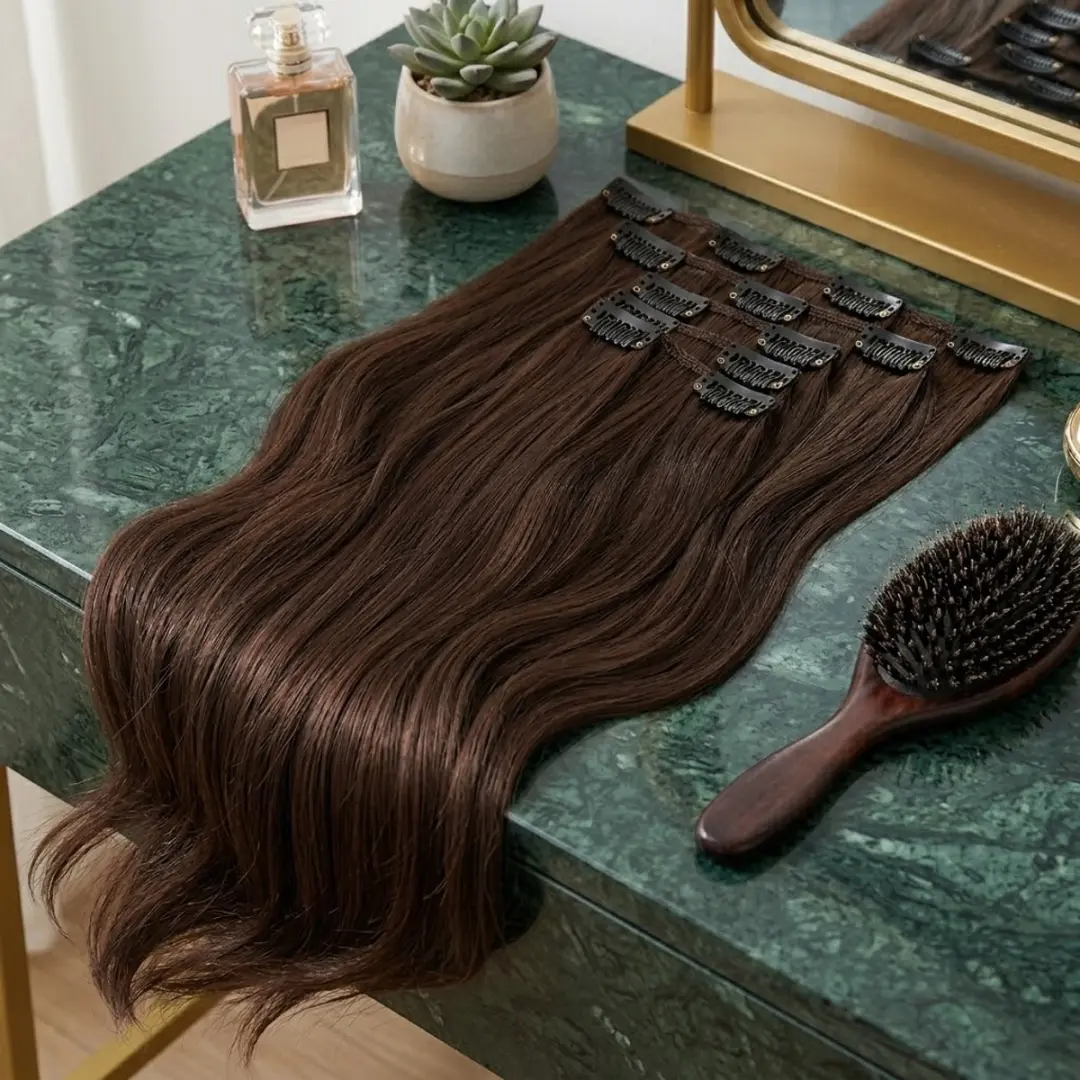NUVEX Haar Extensions Clip Chocoladebruin 6PS-4