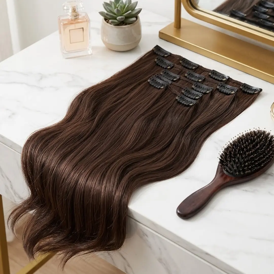 NUVEX Haar Extensions Clip Chocoladebruin 6PS-4
