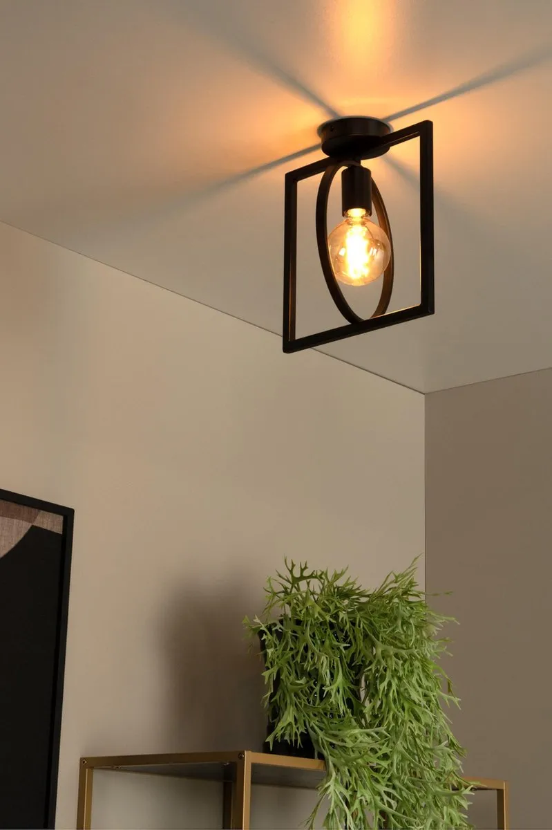 Lucide SUUS Plafondlamp E27 - Zwart - afbeelding 6 van 6