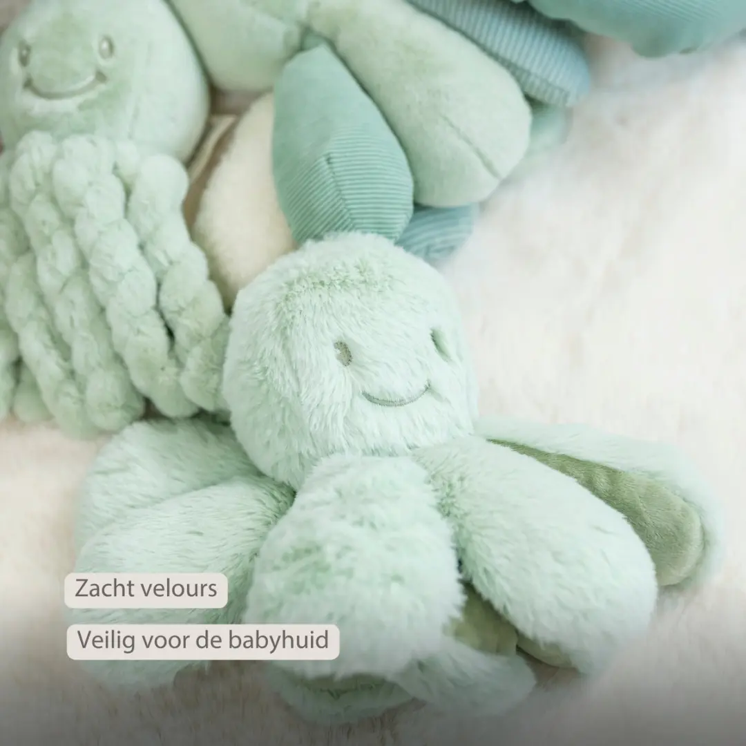 Nattou Lapidou Octopus Rammelaar 25cm - Lindegroen