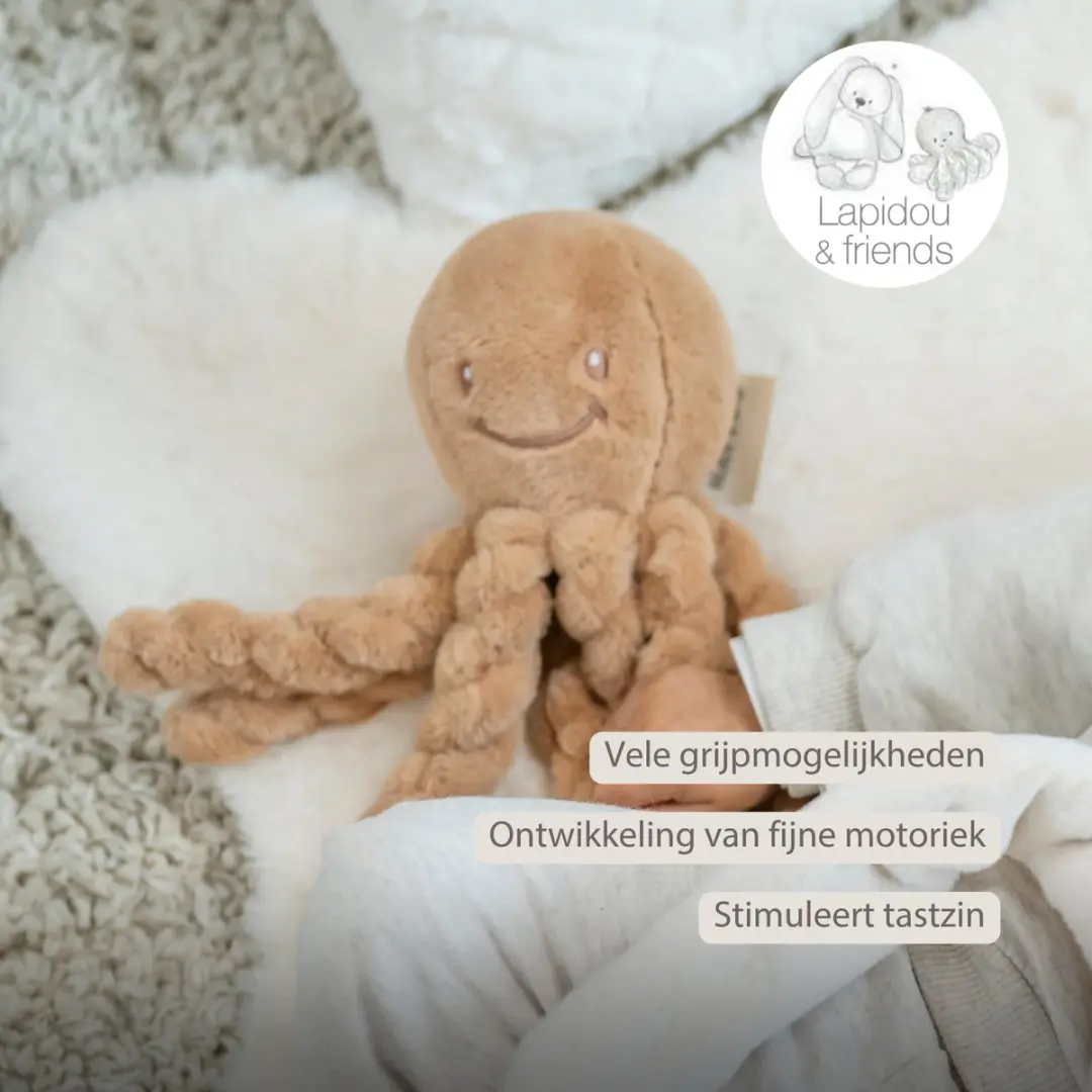 Nattou Lapidou Doudou Octopus 22cm - Warm beige