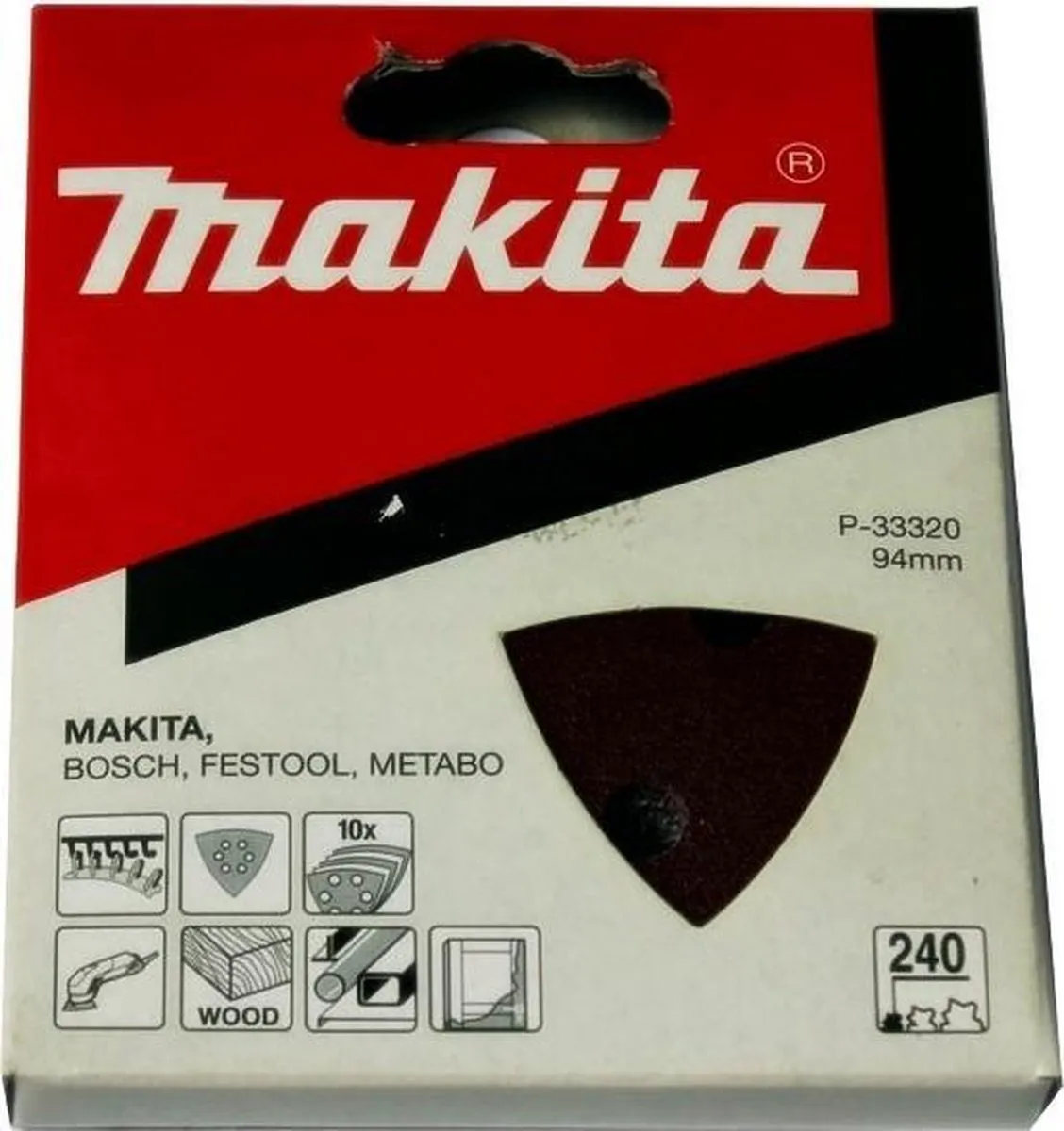 Makita P-33320 Schuurvel 94mm K240 Red Velcro - 10 Stuks