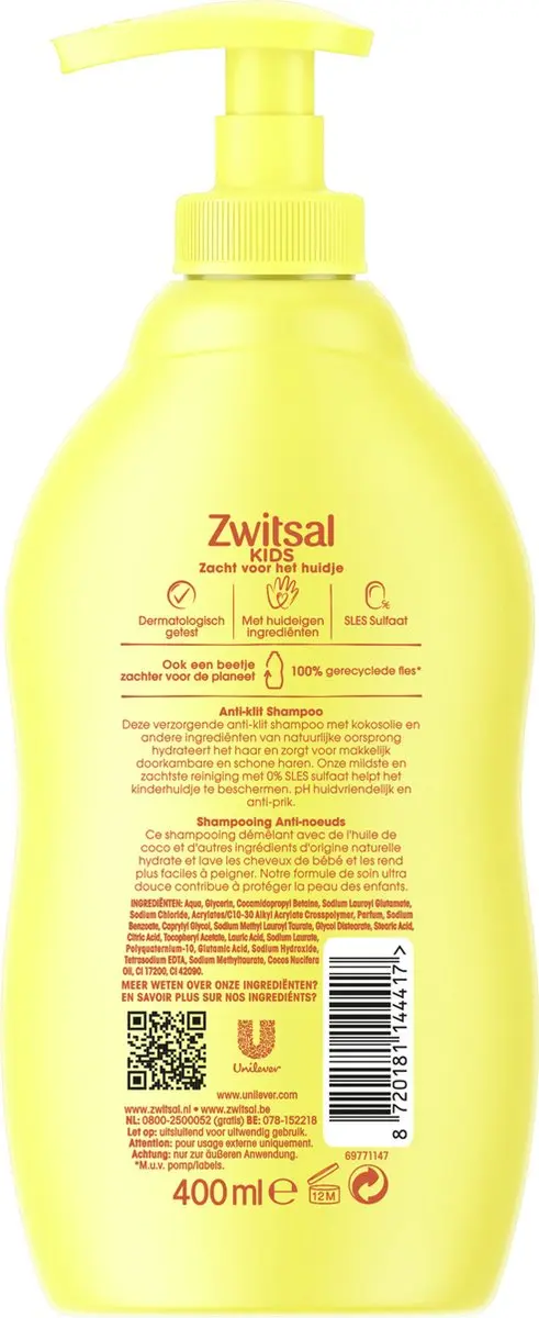 Zwitsal Kids Anti-Klit Shampoo - 2400ml (6x400ml)