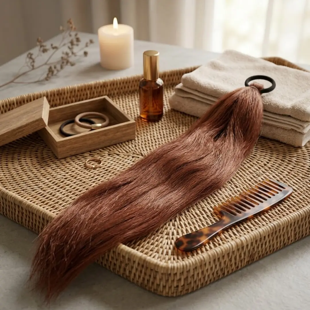 NuveX Koffie Lange Vlecht Paardenstaart Clip-In Haar Extensions