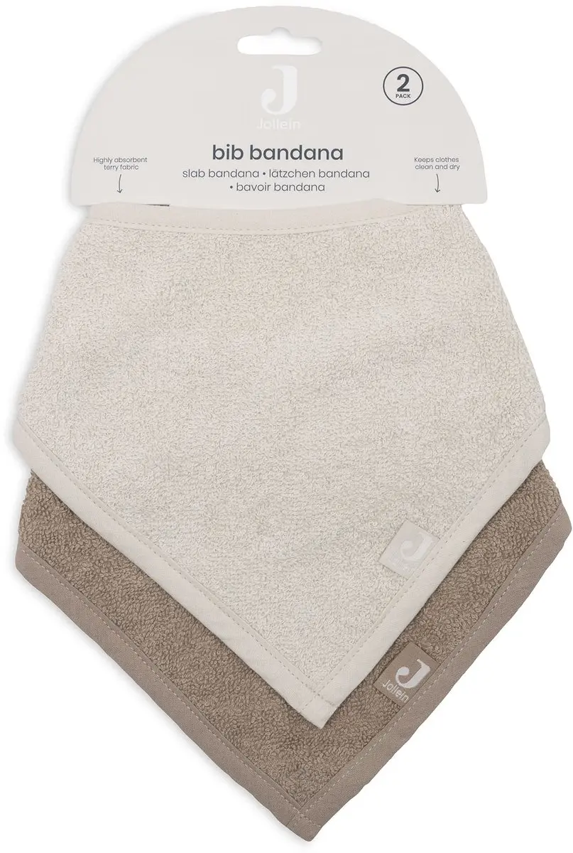 Jollein Slab Bandana - Sand/Milky Coffee - 2 Stuks