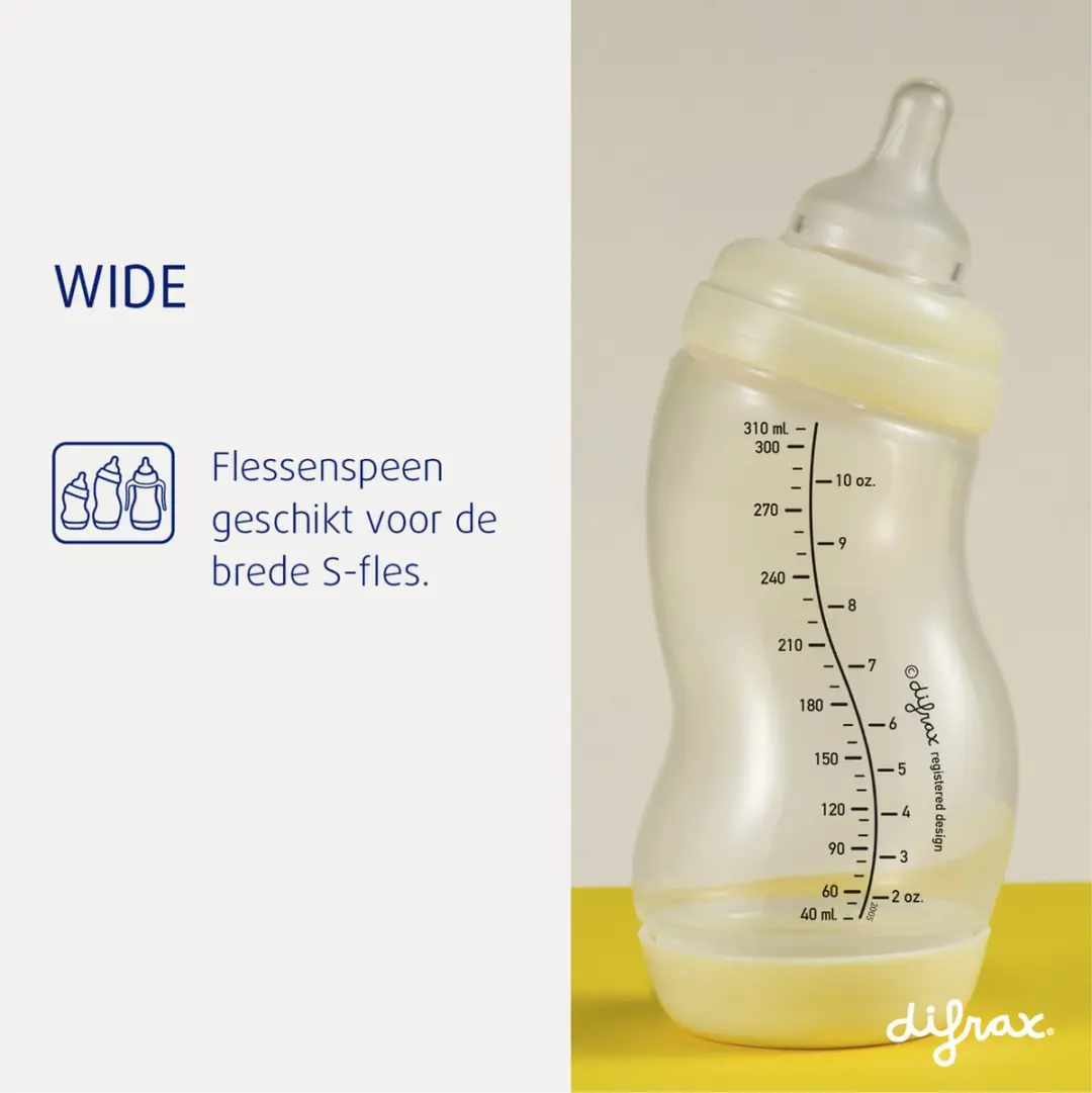 Difrax Wide Flessenspeen Medium - 2 Stuks