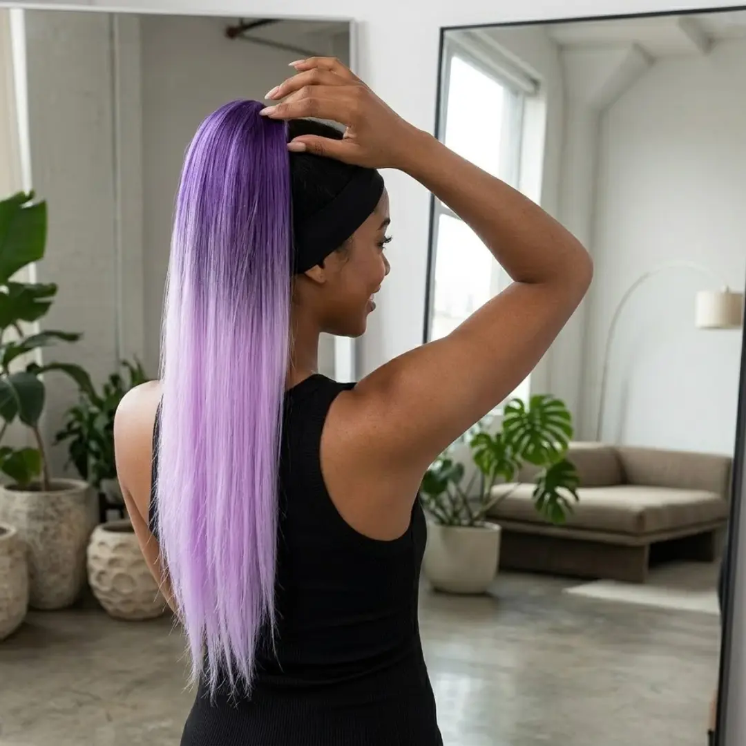 NuveX Violet Paardenstaart Clip-In Extension - Steil