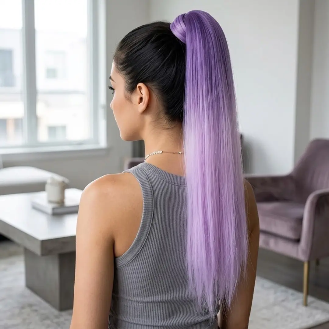 NuveX Violet Paardenstaart Clip-In Extension - Steil