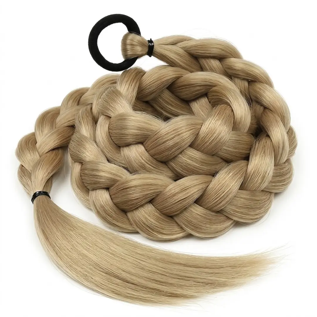 NuveX Licht Blond Synthetisch Haar Extensie Vlecht Paardenstaart
