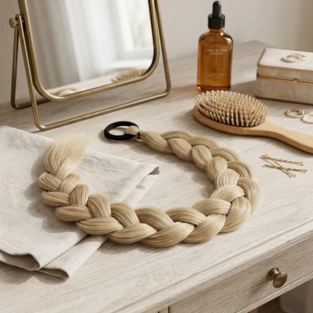 NuveX Licht Blond Synthetisch Haar Extensie Vlecht Paardenstaart