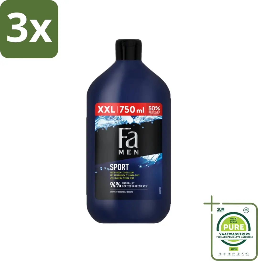 Fa Men Sport Douchegel Groene Citrus - 2250ml (3x750ml)
