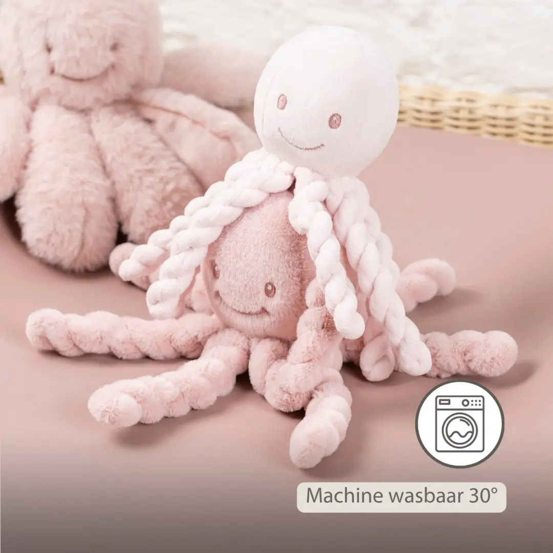Nattou Lapidou Octopus Knuffel 22cm - Poederroze