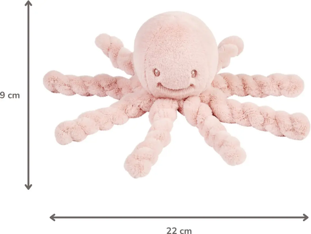 Nattou Lapidou Octopus Knuffel 22cm - Poederroze