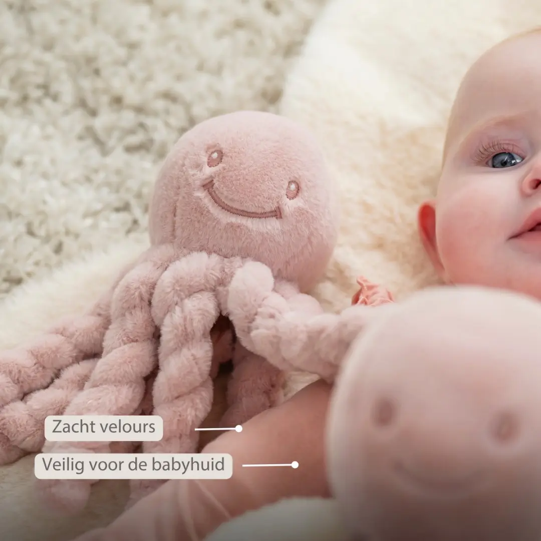 Nattou Lapidou Octopus Knuffel 22cm - Poederroze