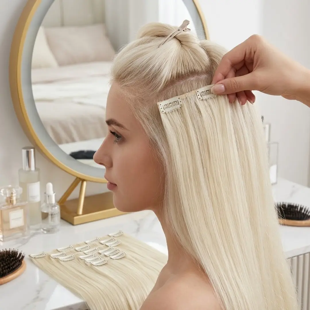 NUVEX Haar Extensions Platinum Blond Clip-in - Synthetisch - 6PS-88