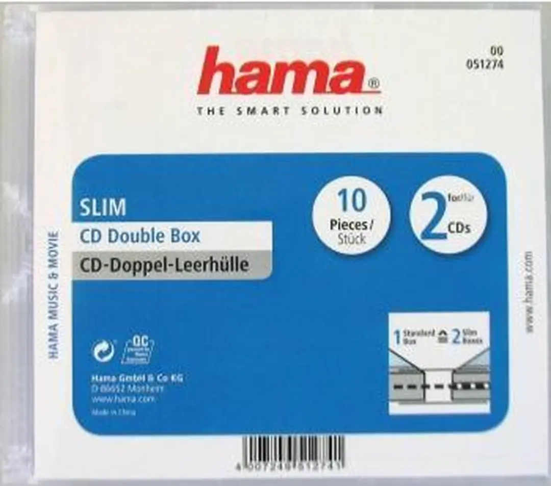 Hama Cd Doosjes Dubbel Slimline 00051274 - 10 Stuks - Transparant