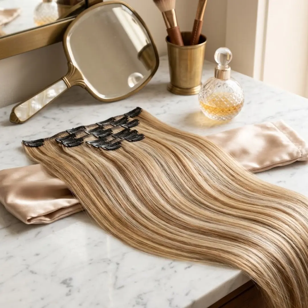 NUVEX Haar Extensions Clip-in Steil 6PS-6H613 - Beige Blond Kleurverloop