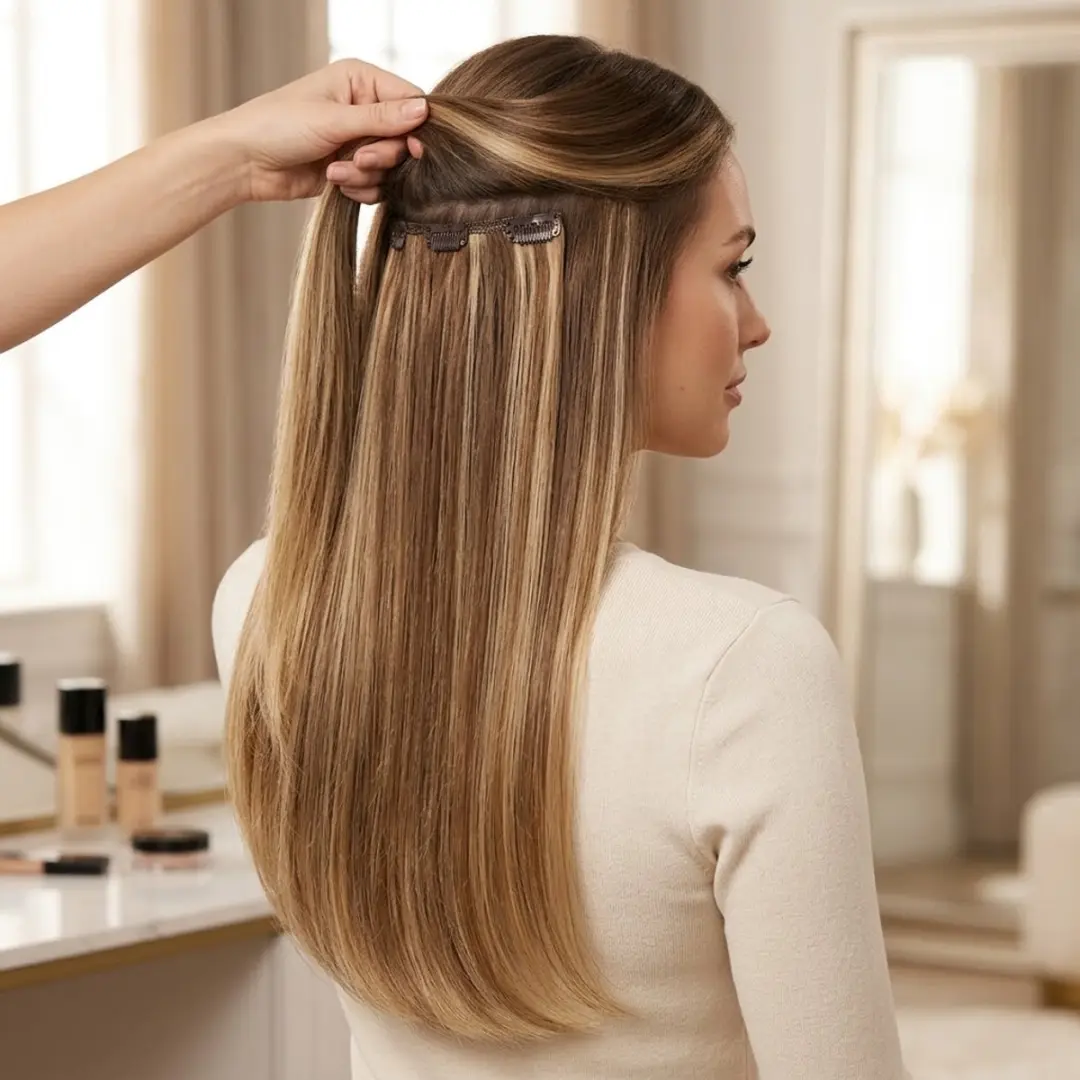 NUVEX Haar Extensions Clip-in Steil 6PS-6H613 - Beige Blond Kleurverloop