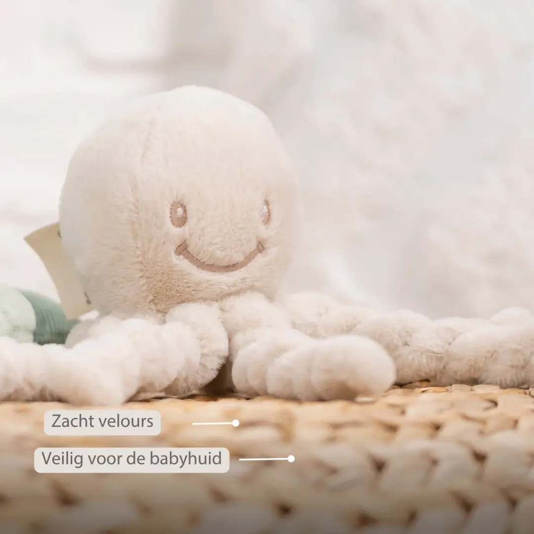 Nattou Lapidou Octopus Knuffel 22cm - Zand