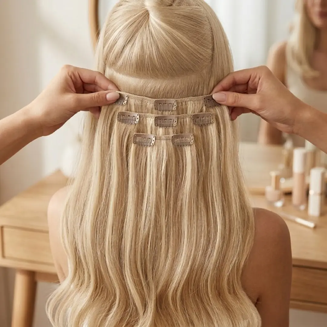 NUVEX Haar Extensions Clip-in Lichtblond 6PS-24H613 - Synthetisch
