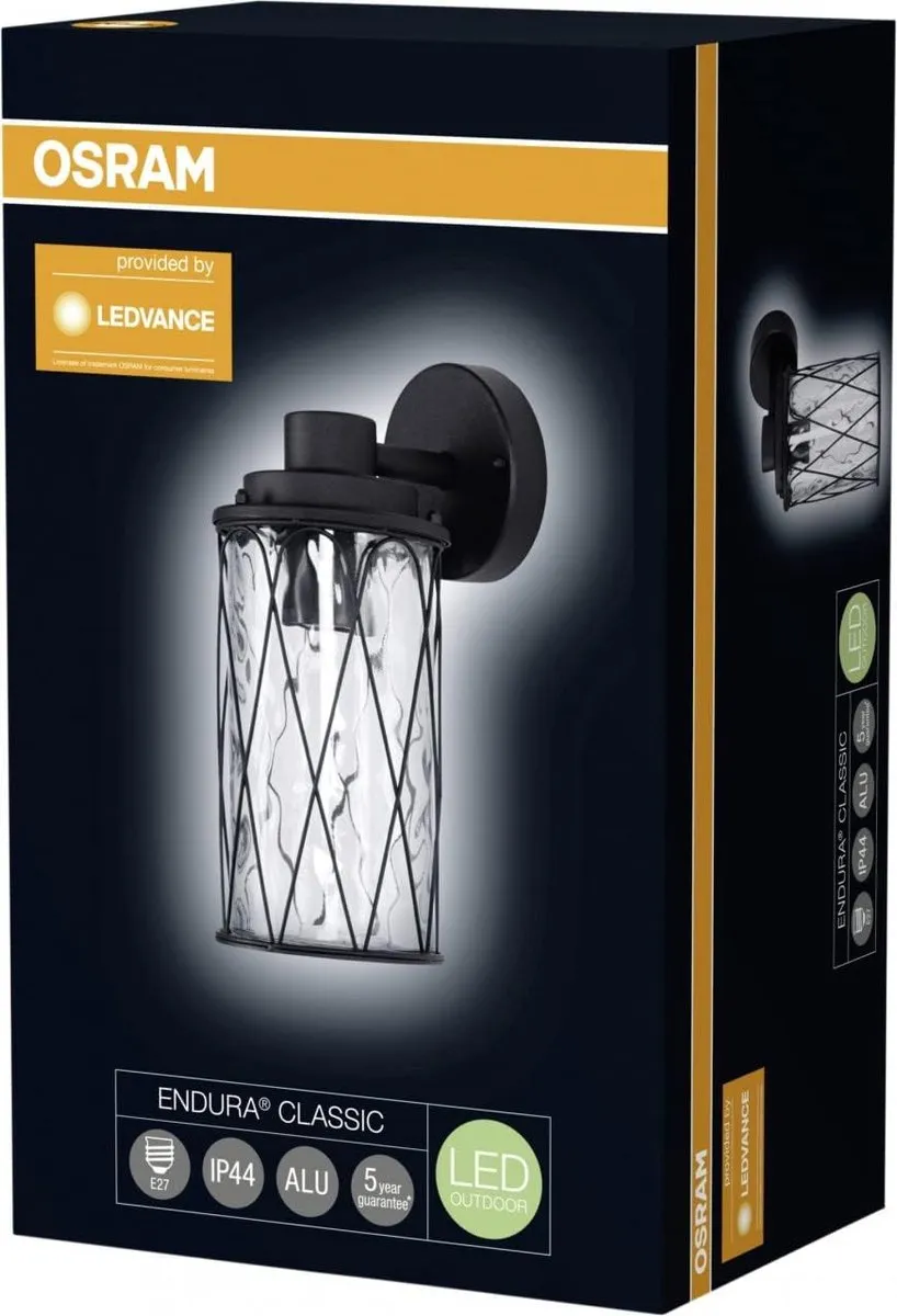 LEDVANCE Endura Classic Cage Down Wandlamp E27 60W - Helder