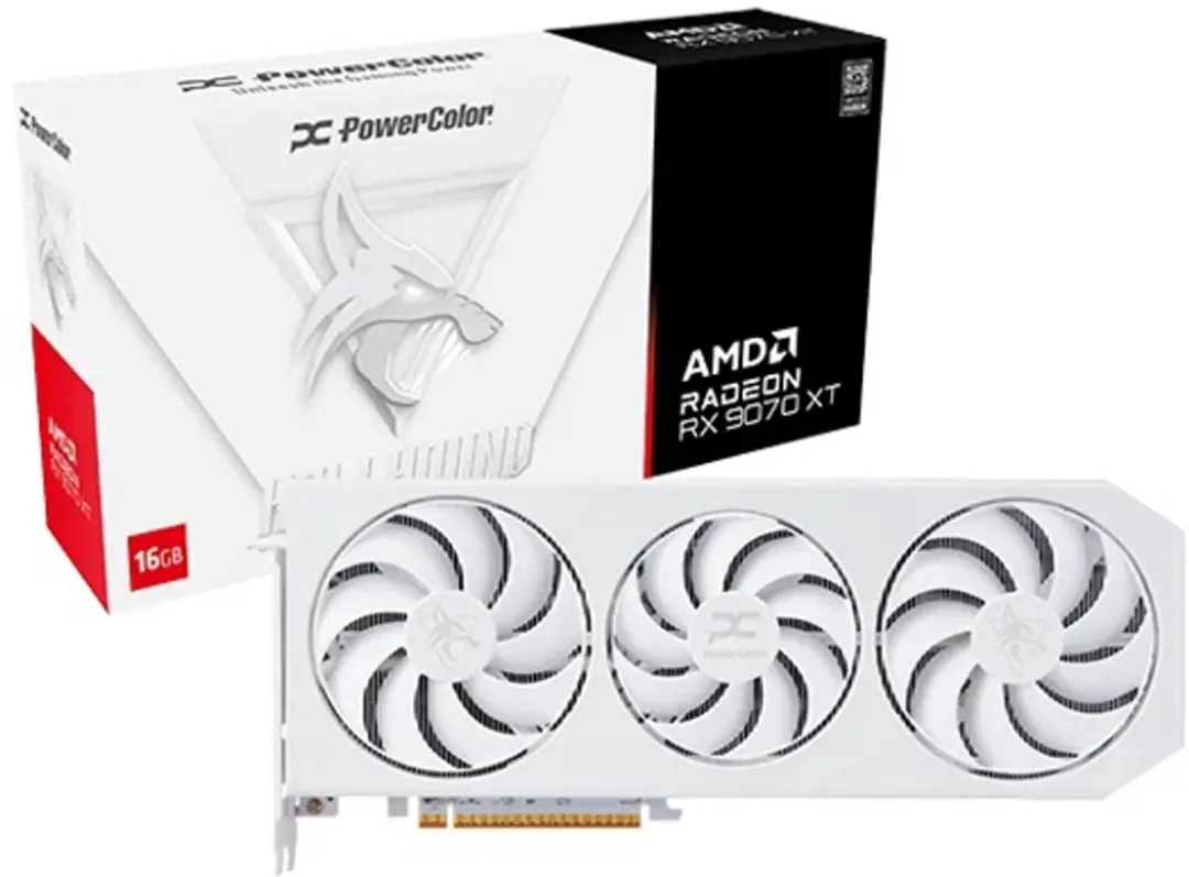 PowerColor Hellhound Spectral White RX9070XT 16G Videokaart