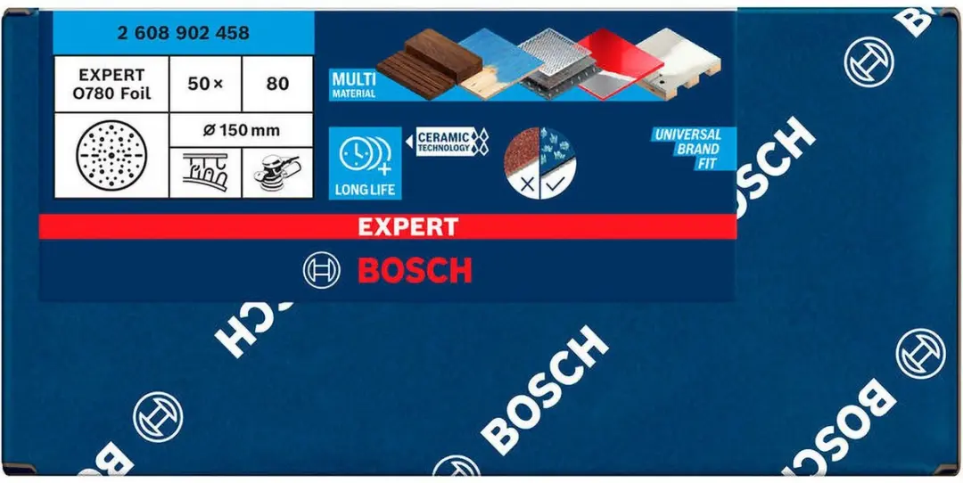 Bosch Professional EXPERT O780 Folieschuurschijf 150mm K80 - 50 Stuks
