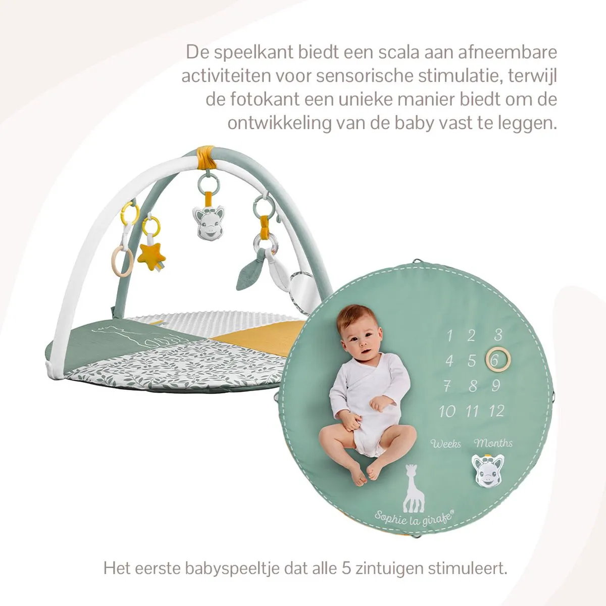 Sophie de Giraf Reverso Activity Speelkleed - 5 Speelelementen - 50x90x90cm - Groen/Geel/Wit