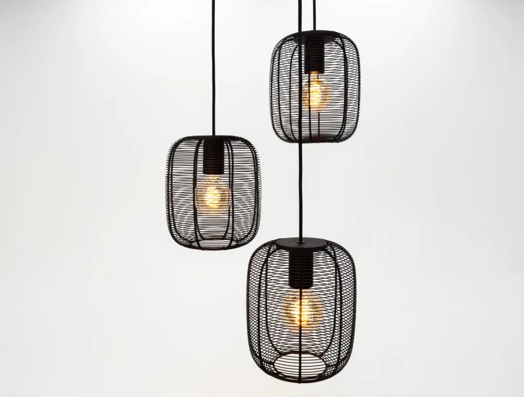 Eglo Derwen Hanglamp E27 - 3 Lichts Ø40cm - Zwart