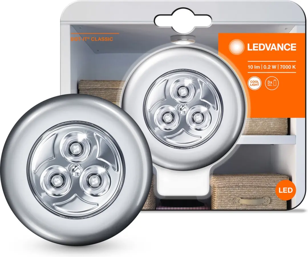 LEDVANCE DOT-it Draagbaar Mini-Licht - 0.23W Koelwit 7000K - Zilver