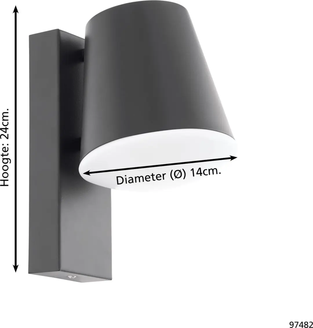 Eglo Caldiero-c Wandlamp Buiten Antraciet E27 9W - afbeelding 6 van 6