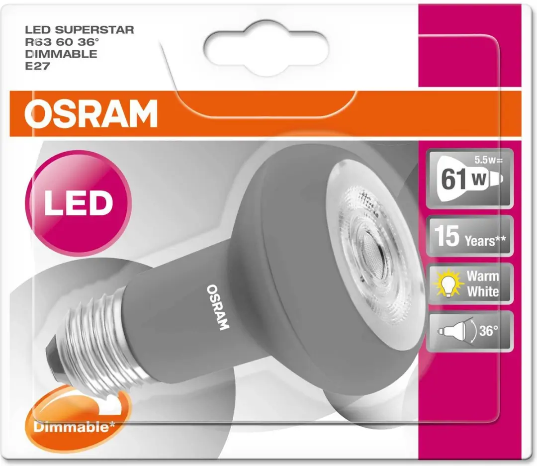 Osram Superstar R63 LED-lamp 5,5W 2700K