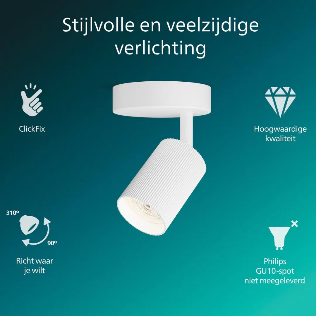 Philips Wyatt Opbouwspot GU10 5W - Wit