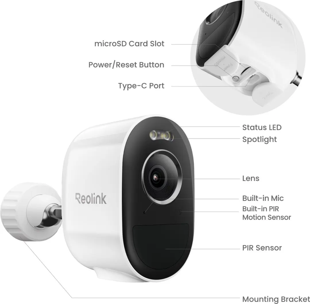 Reolink Argus B330 Accucamera - 3K 5MP - Wit - Zonnepaneel Lite - afbeelding 6 van 6
