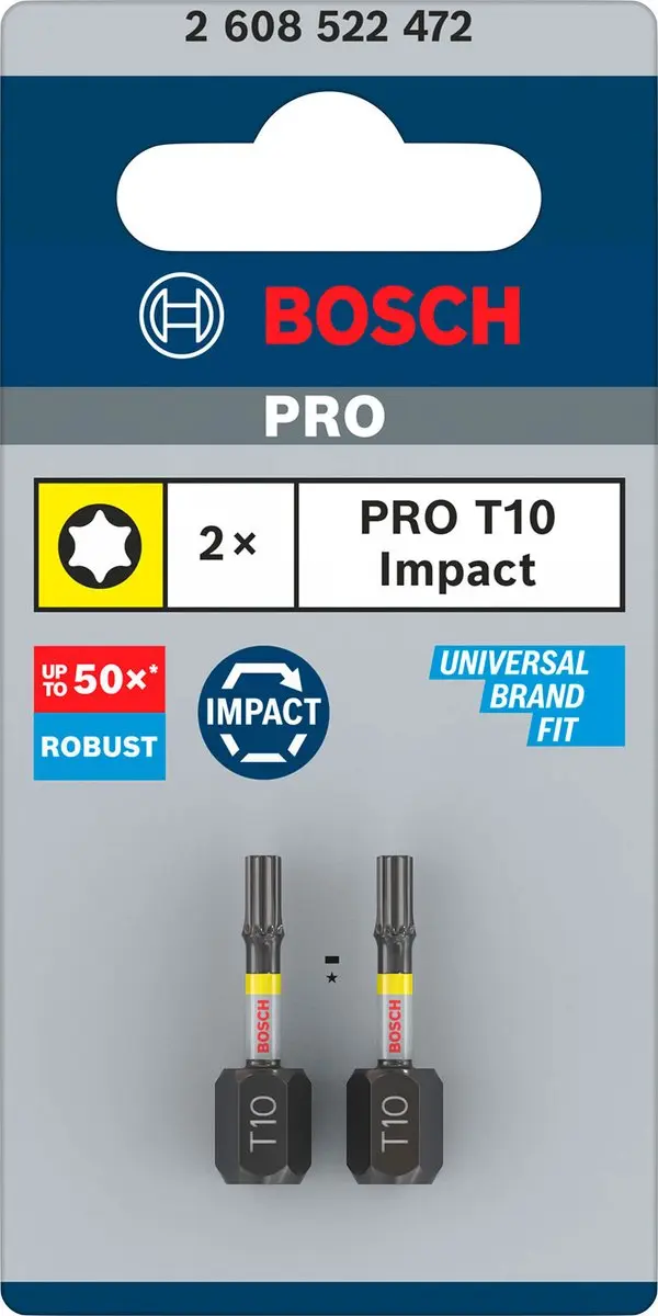 Bosch Professional PRO Torx Slagmoerbeitel T10 25mm - 2-delig