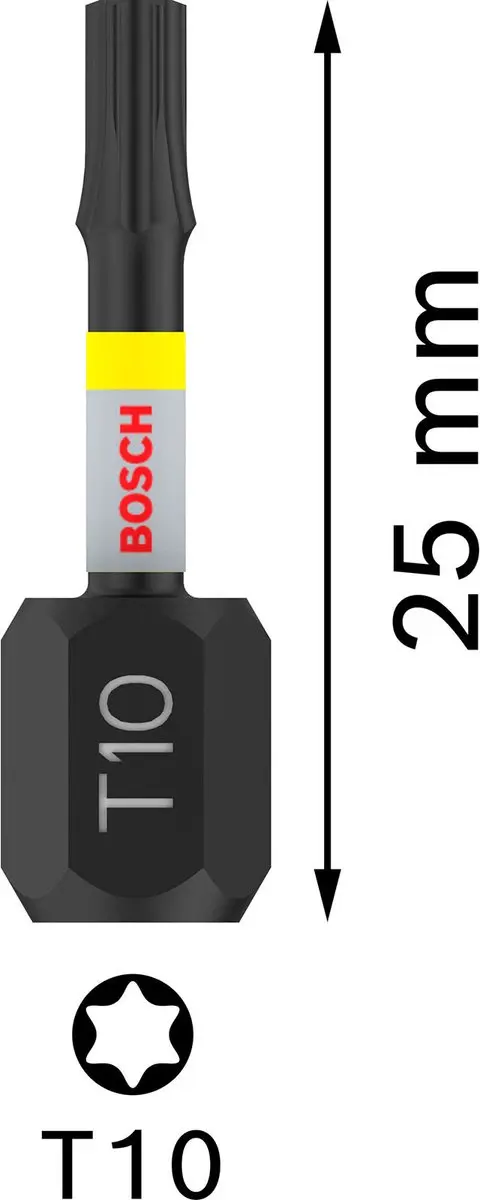 Bosch Professional PRO Torx Slagmoerbeitel T10 25mm - 2-delig