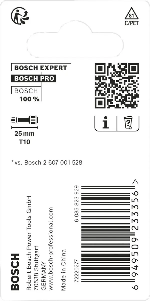 Bosch Professional PRO Torx Slagmoerbeitel T10 25mm - 2-delig