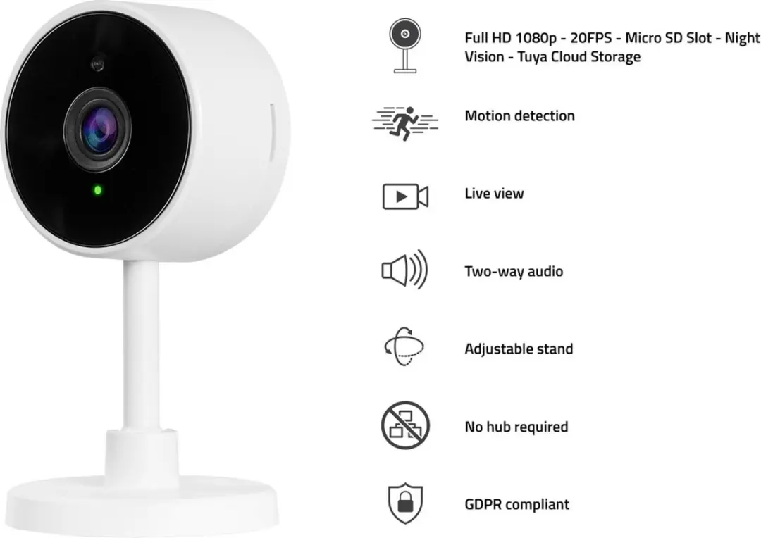 Hombli Smart Home Starterkit - Slimme Camera, Lamp & Stekker - Multicolor