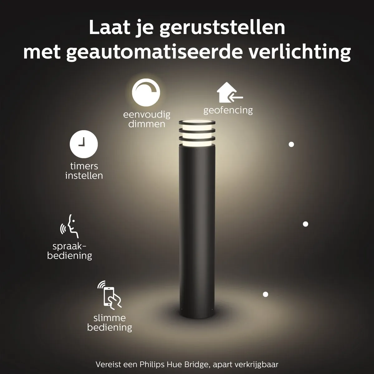 Philips Hue Lucca Sokkellamp - 9W - Antraciet