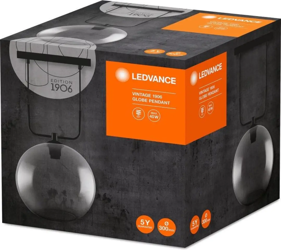 LEDVANCE Vintage 1906 Globe Pendelarmatuur E27 - Rookgrijs