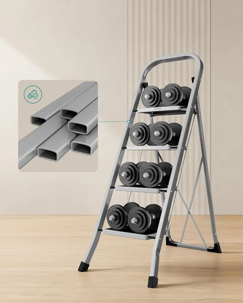 Songmics Trapladder GSL004G01 - 4 treden - 150 kg - Duifgrijs