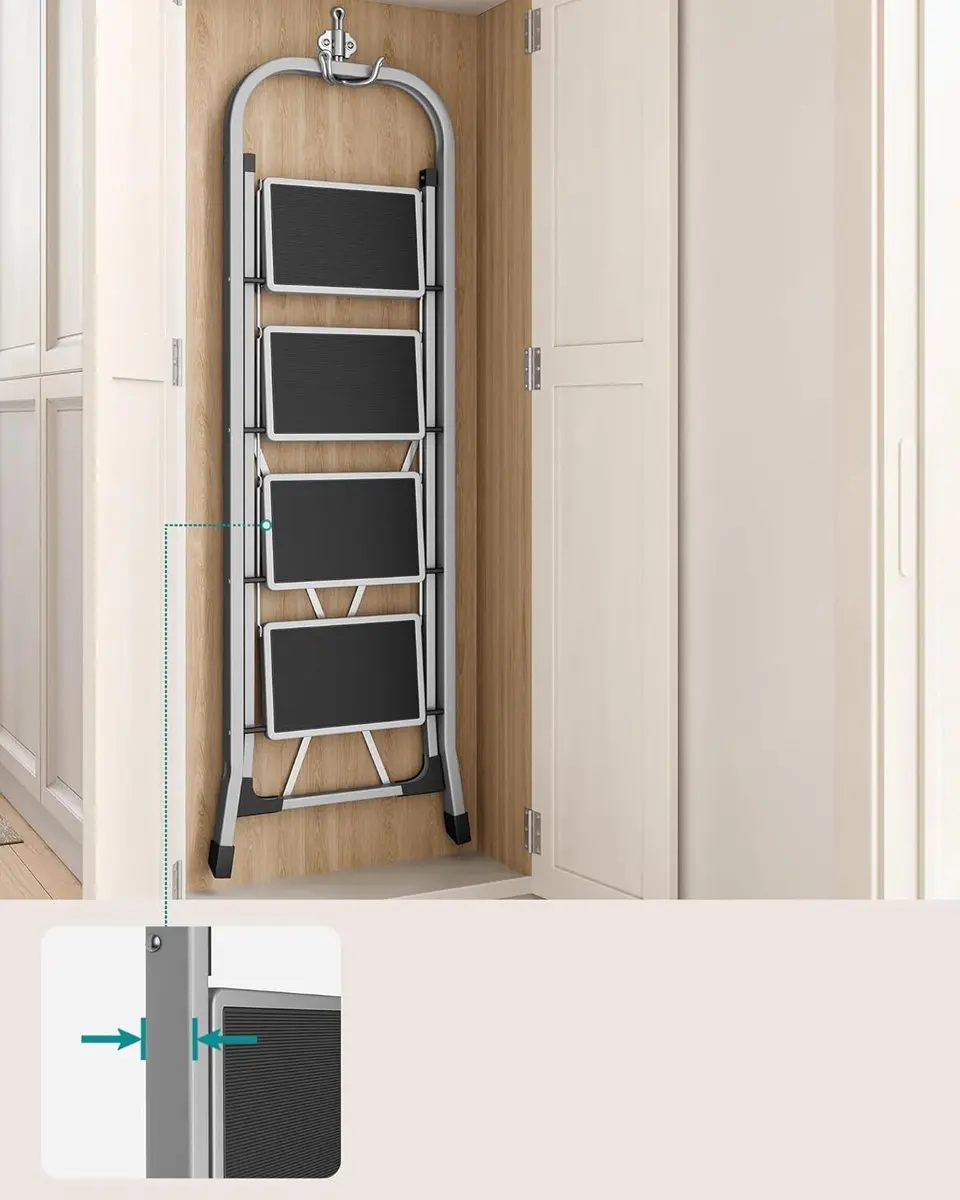 Songmics Trapladder GSL004G01 - 4 treden - 150 kg - Duifgrijs