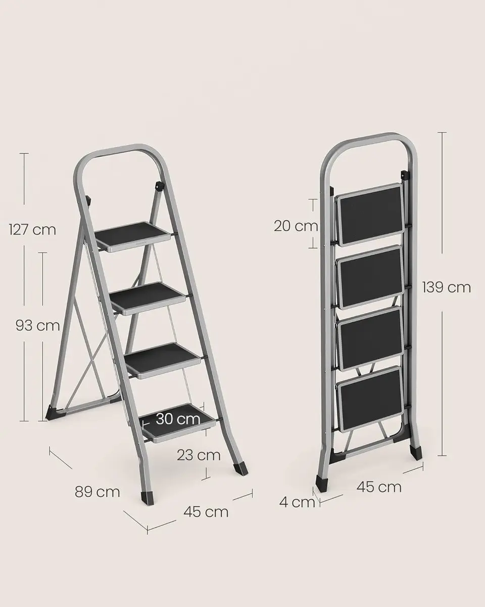 Songmics Trapladder GSL004G01 - 4 treden - 150 kg - Duifgrijs - afbeelding 6 van 6