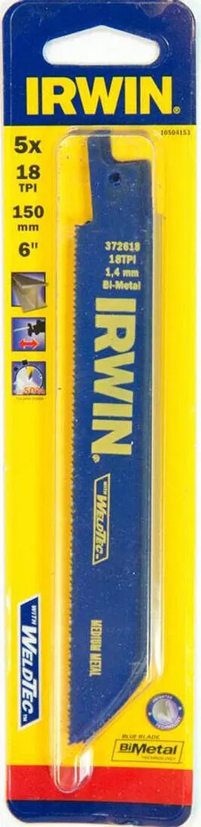 Irwin 618R Reciprozaagblad 150mm 18TPI Metaal