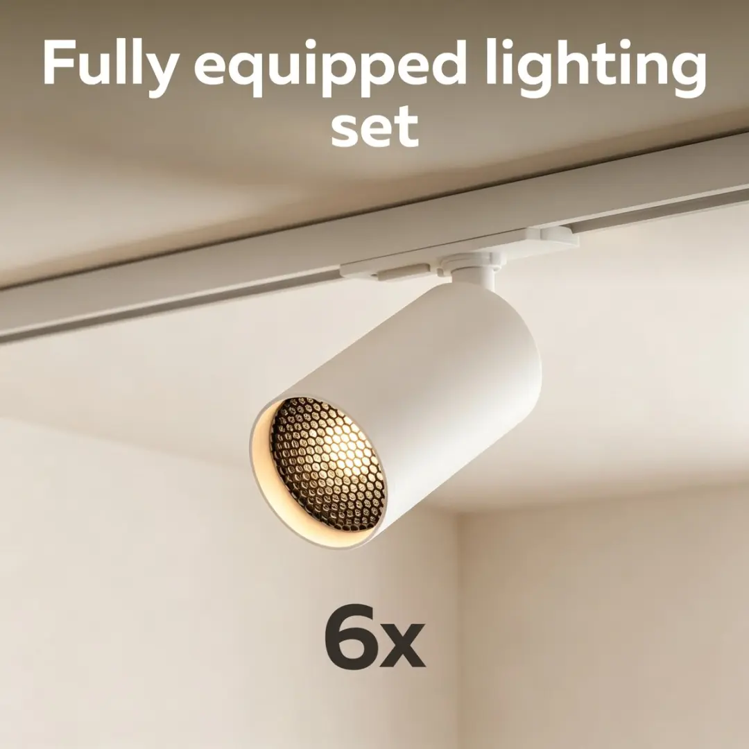 Calex Railsysteem Verlichting 3m - 6x GU10 Opbouwspots - Wit - 1 Fase